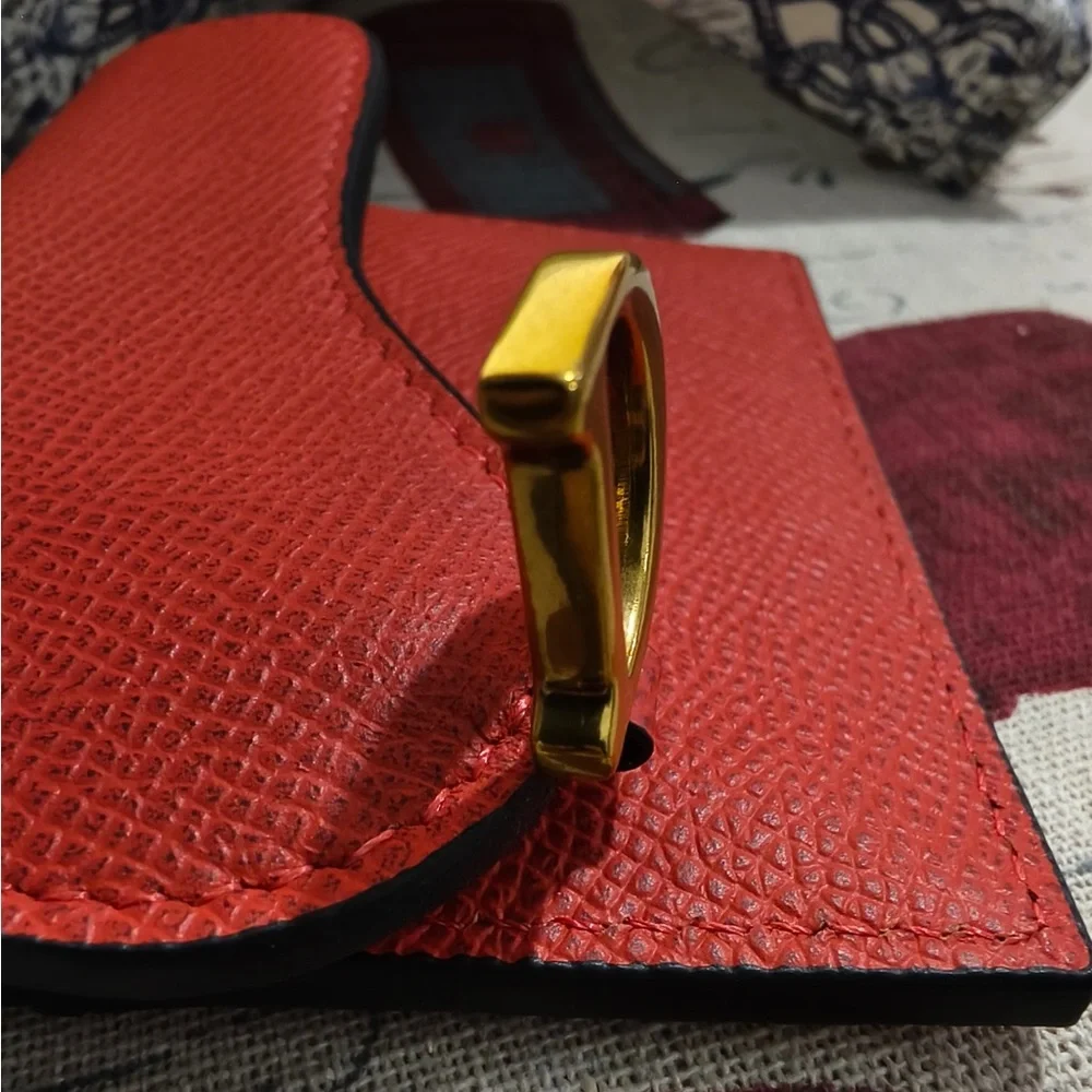 Dior Red Leather Mini Crossbody with Gold 'D' Charm Accent